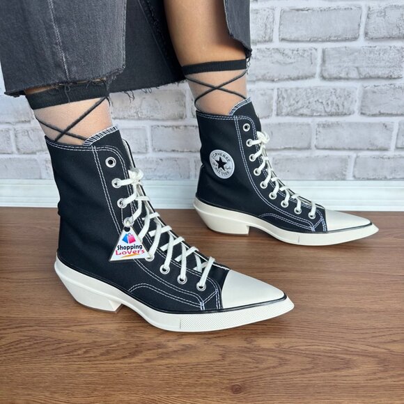 ❤️Converse Chuck 70 De Luxe Pointed Toe Hi 7.5 Womens Shoes Canvas Black A13016C - Picture 2 of 11